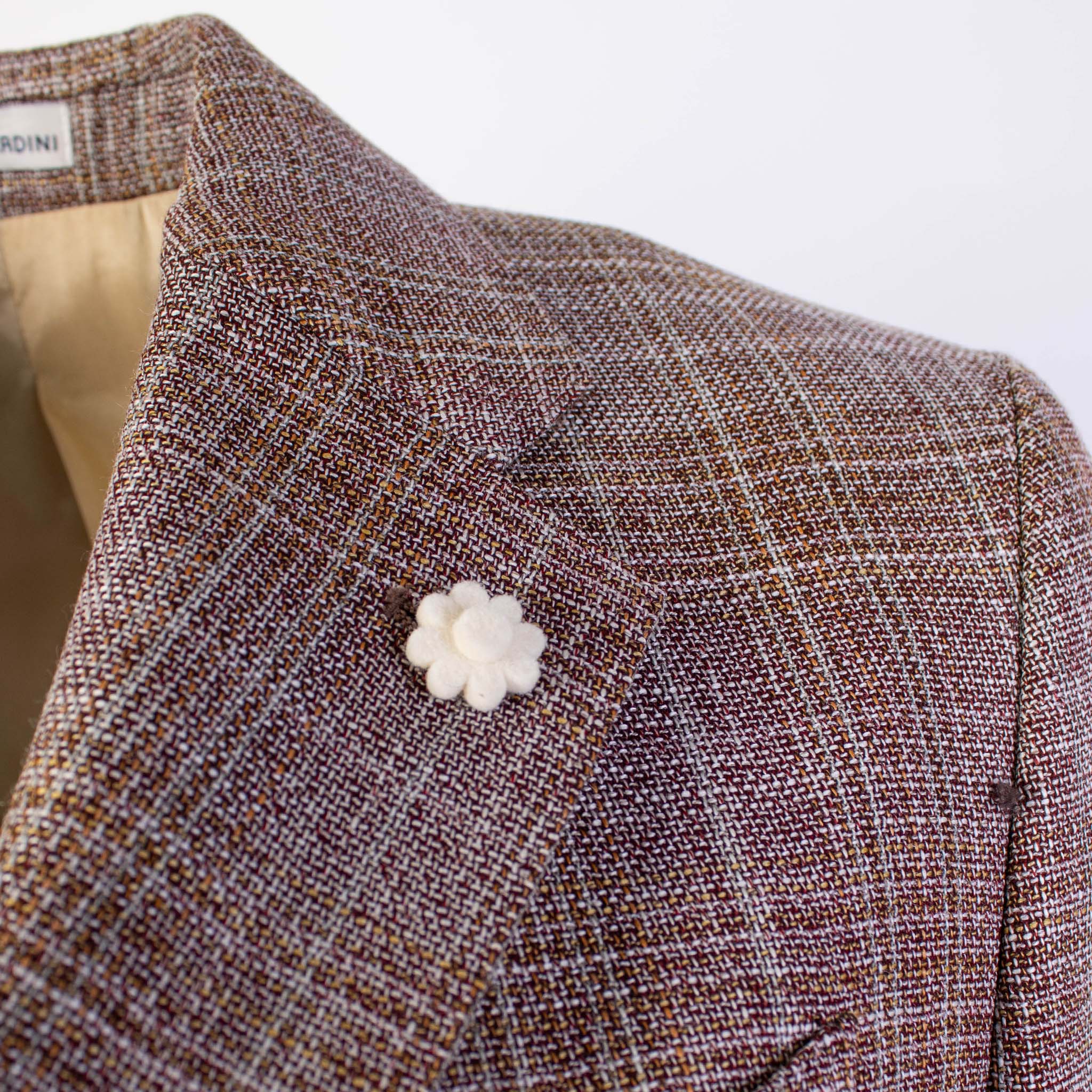 Lardini Micro Tartan Wool Silk Jacket with Belt - Fizigo