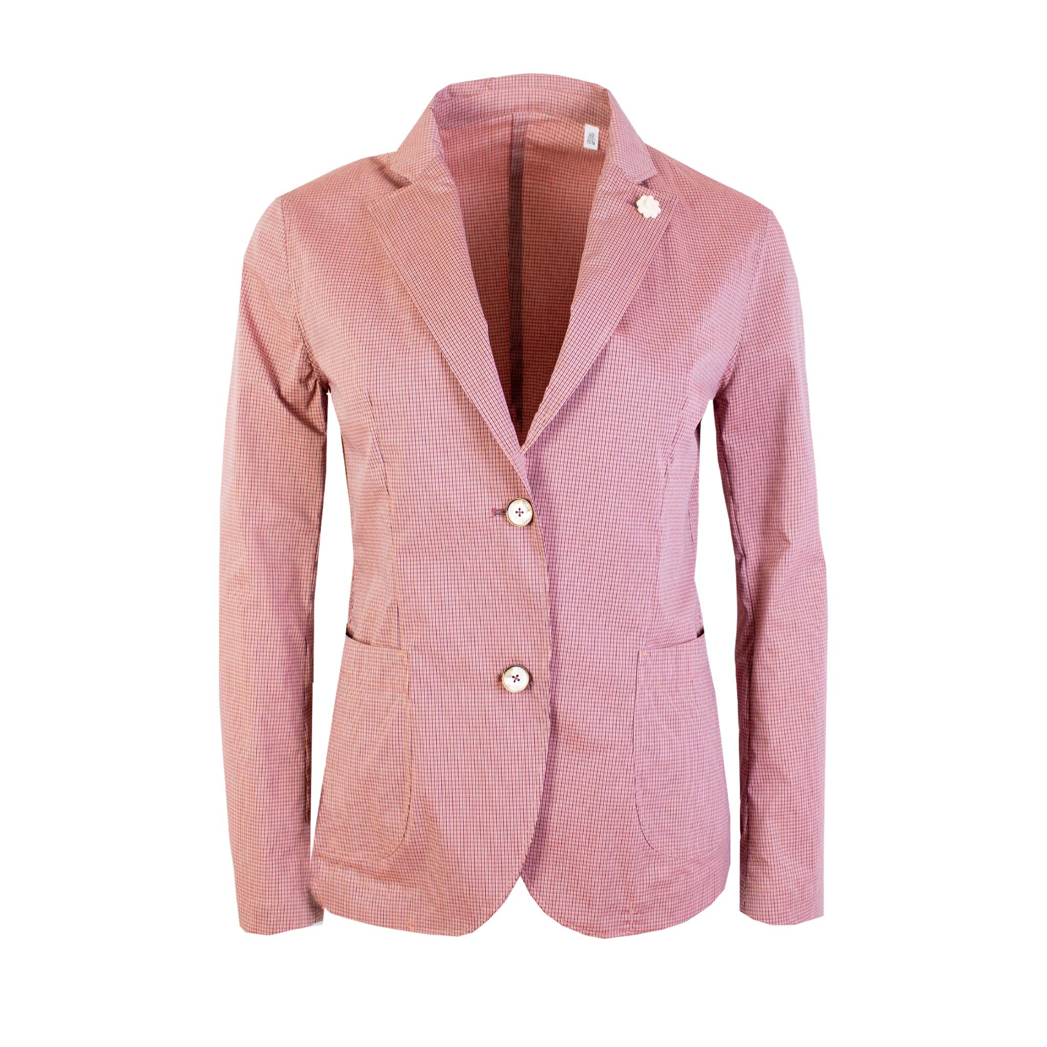 Lardini Pink Micro Check Two Button Jacket - Fizigo