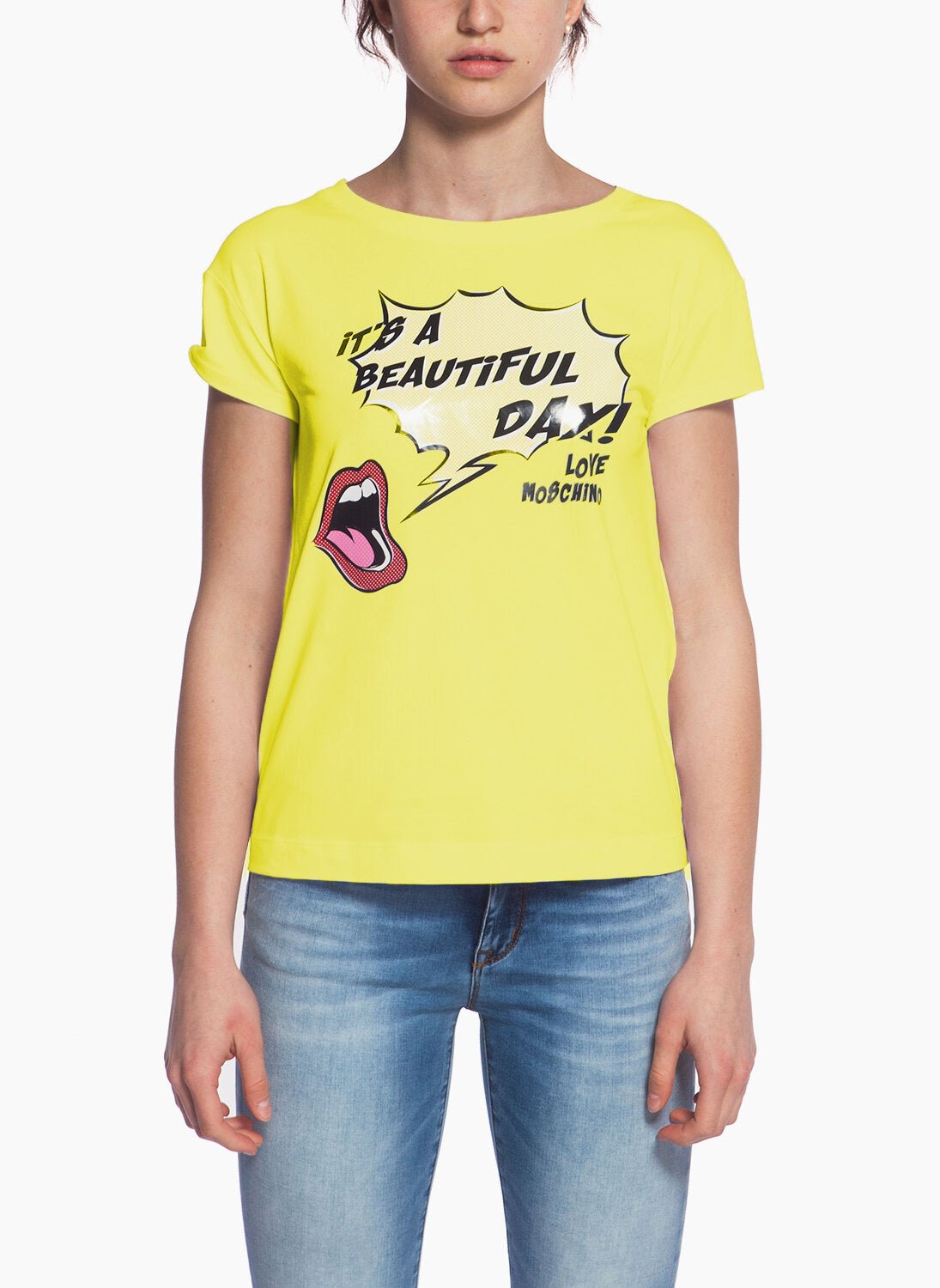 Love Moschino Yellow Cotton Tops & T-Shirt - Fizigo