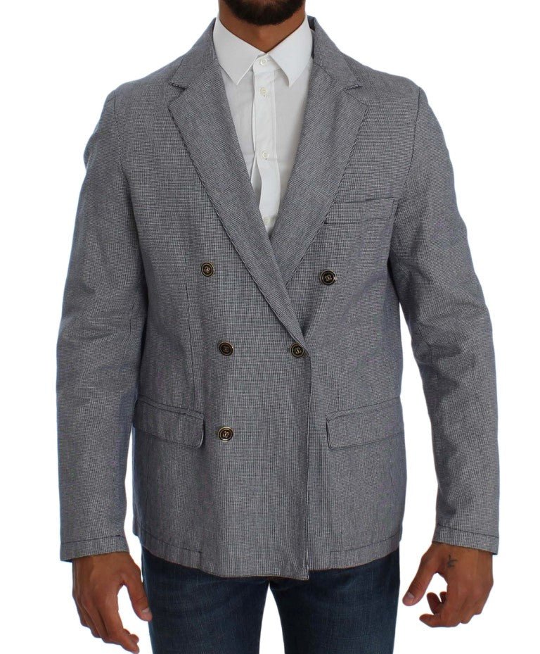 Master Coat Blue Double Breasted Regular Fit Blazer - Fizigo