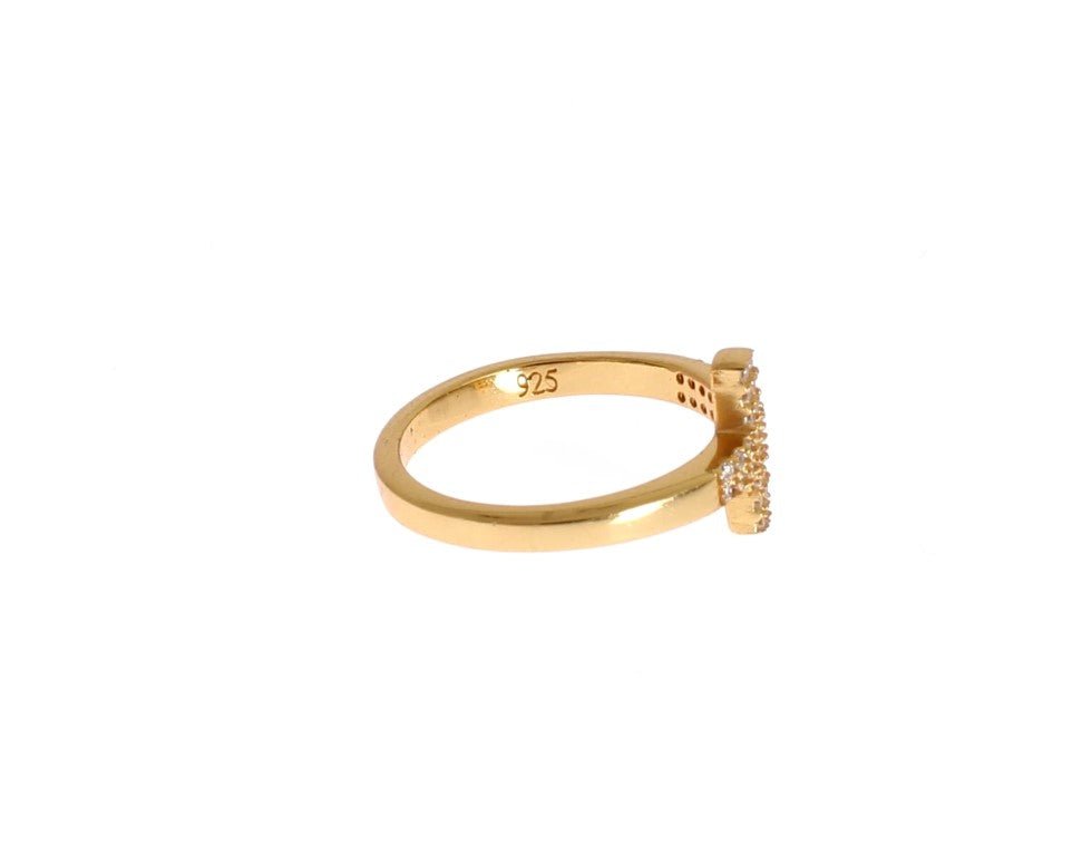 Nialaya Clear CZ Cross Gold 925 Ring - Fizigo