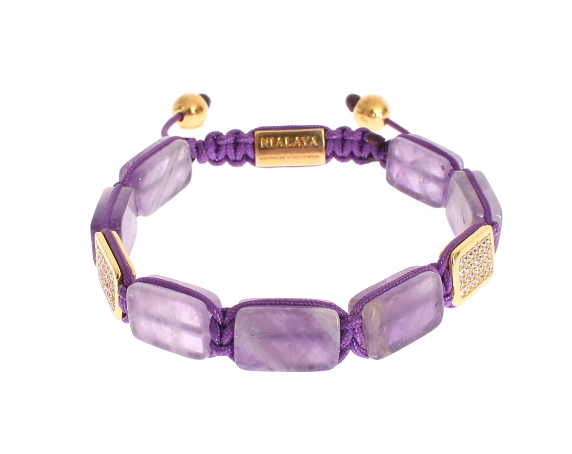 Nialaya CZ Amethyst 18K Gold 925 Bracelet - Fizigo