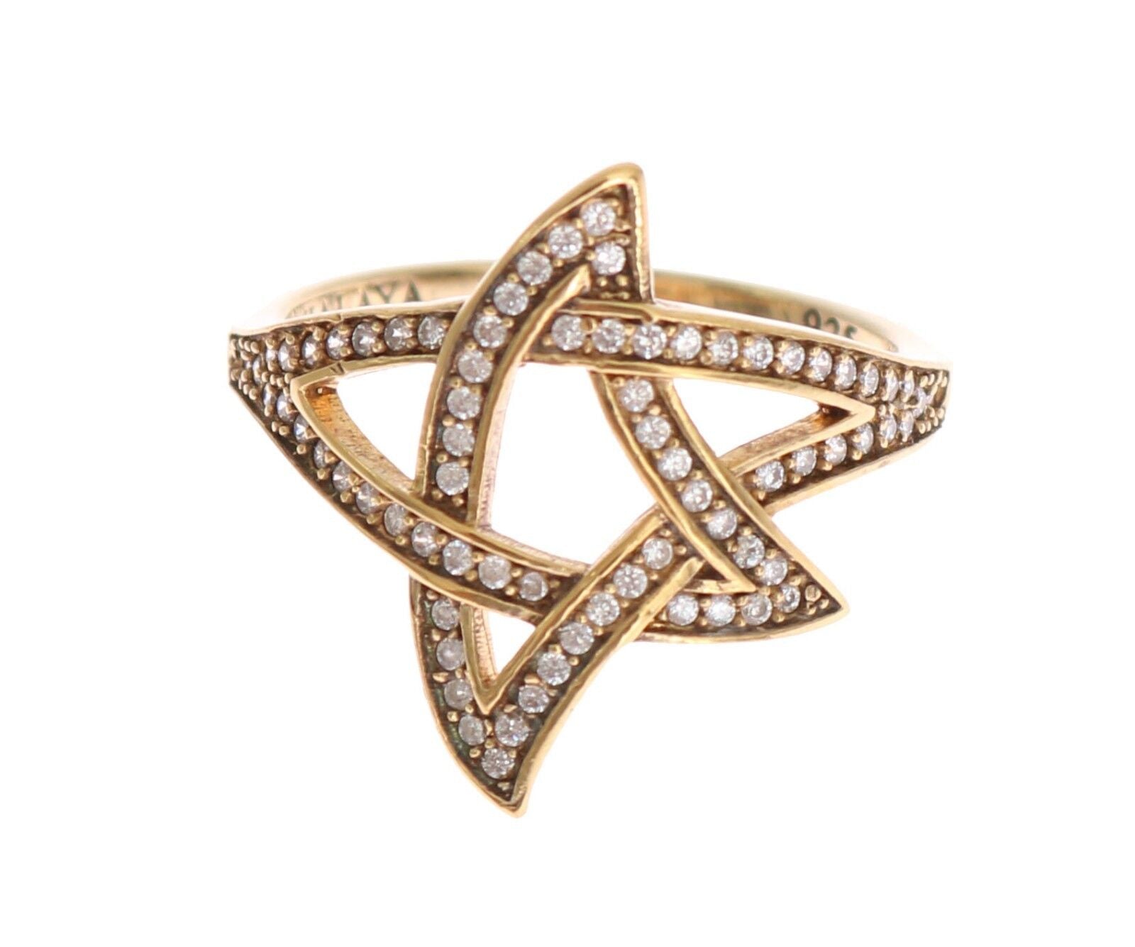 Nialaya Gold Star Clear CZ Gold 925 Silver Ring - Fizigo