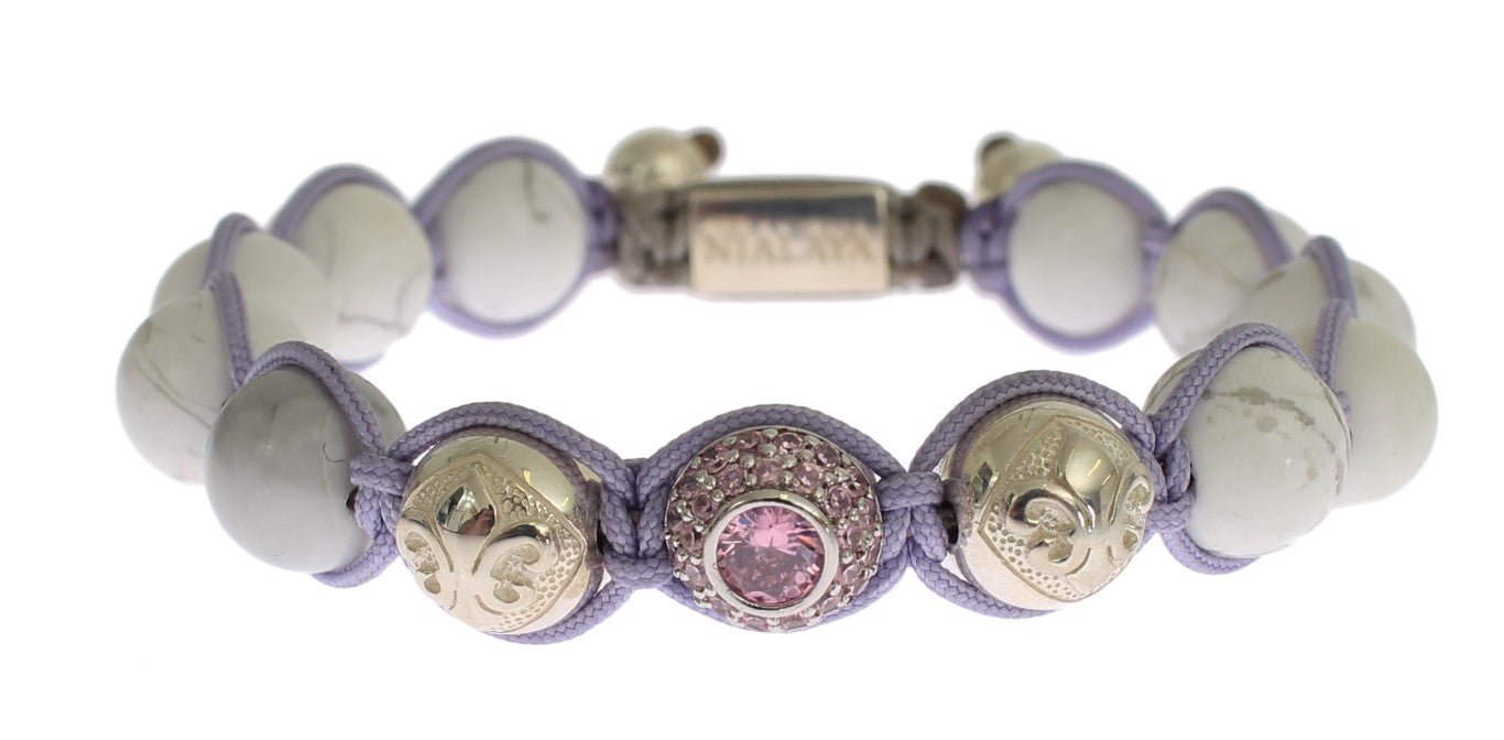 Nialaya Purple CZ Howlite 925 Silver Bracelet - Fizigo