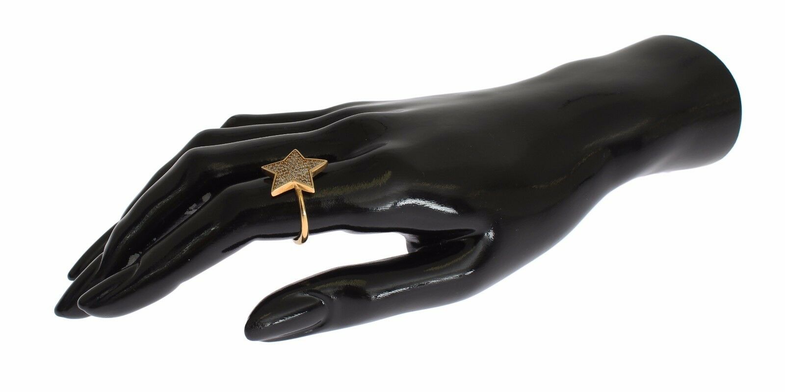 Nialaya Star Gold 925 Silver Womens Clear Ring - Fizigo