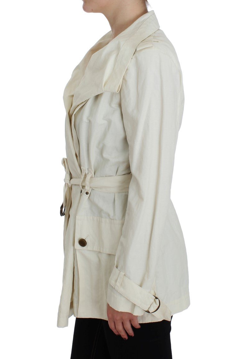 PLEIN SUD White Trench Coat Jacket - Fizigo