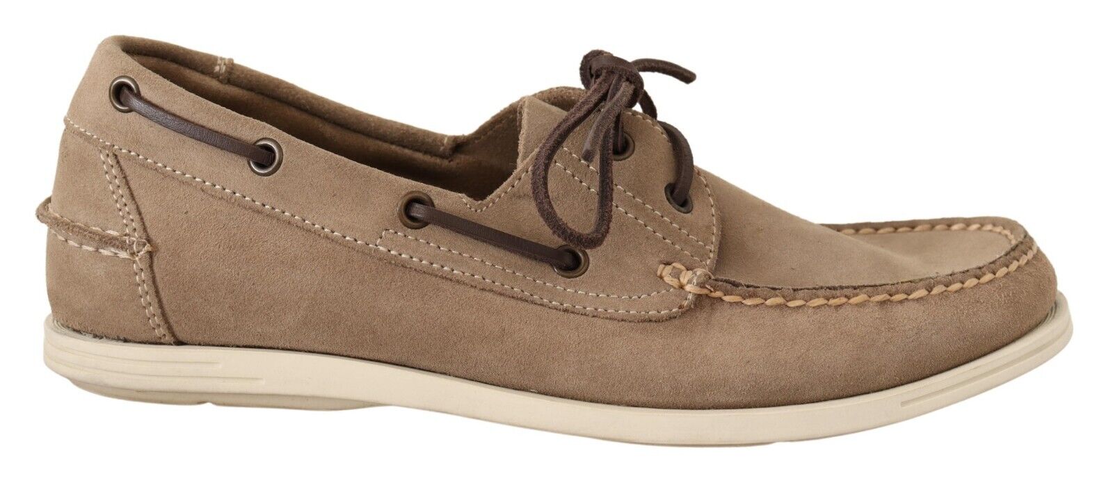 Pollini Beige Suede Low Top Mocassin Loafers Casual Men Shoes - Fizigo