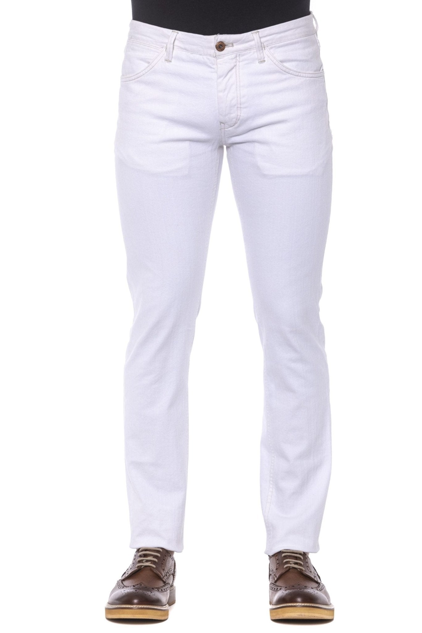 PT Torino White Cotton Jeans & Pant - Fizigo