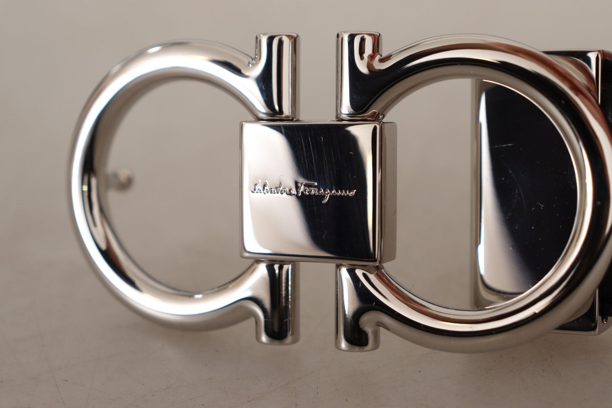 Salvatore Ferragamo Black and Blue Calf Leather Reversible Belt - Fizigo