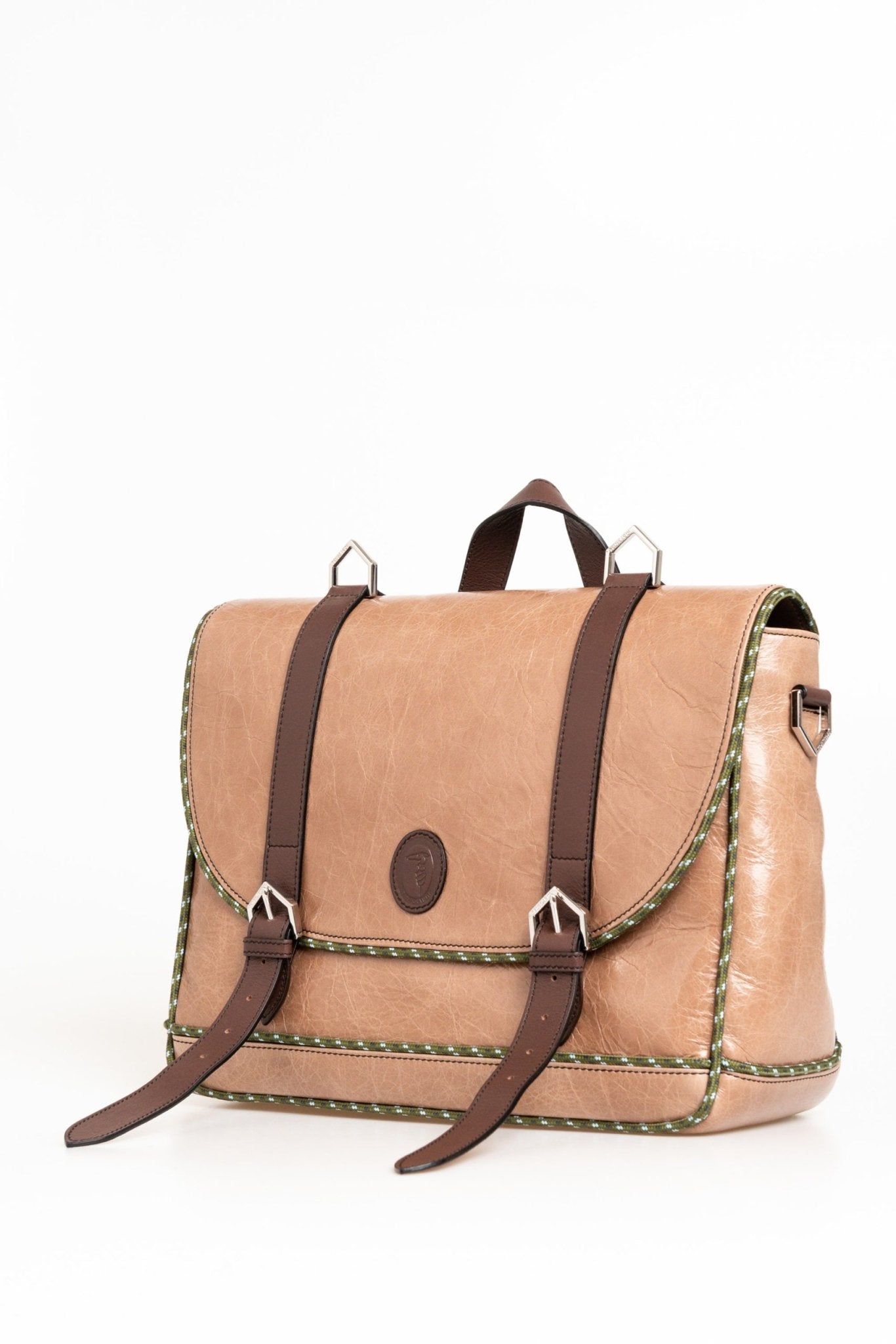 Trussardi Beige Leather Briefcase - Fizigo