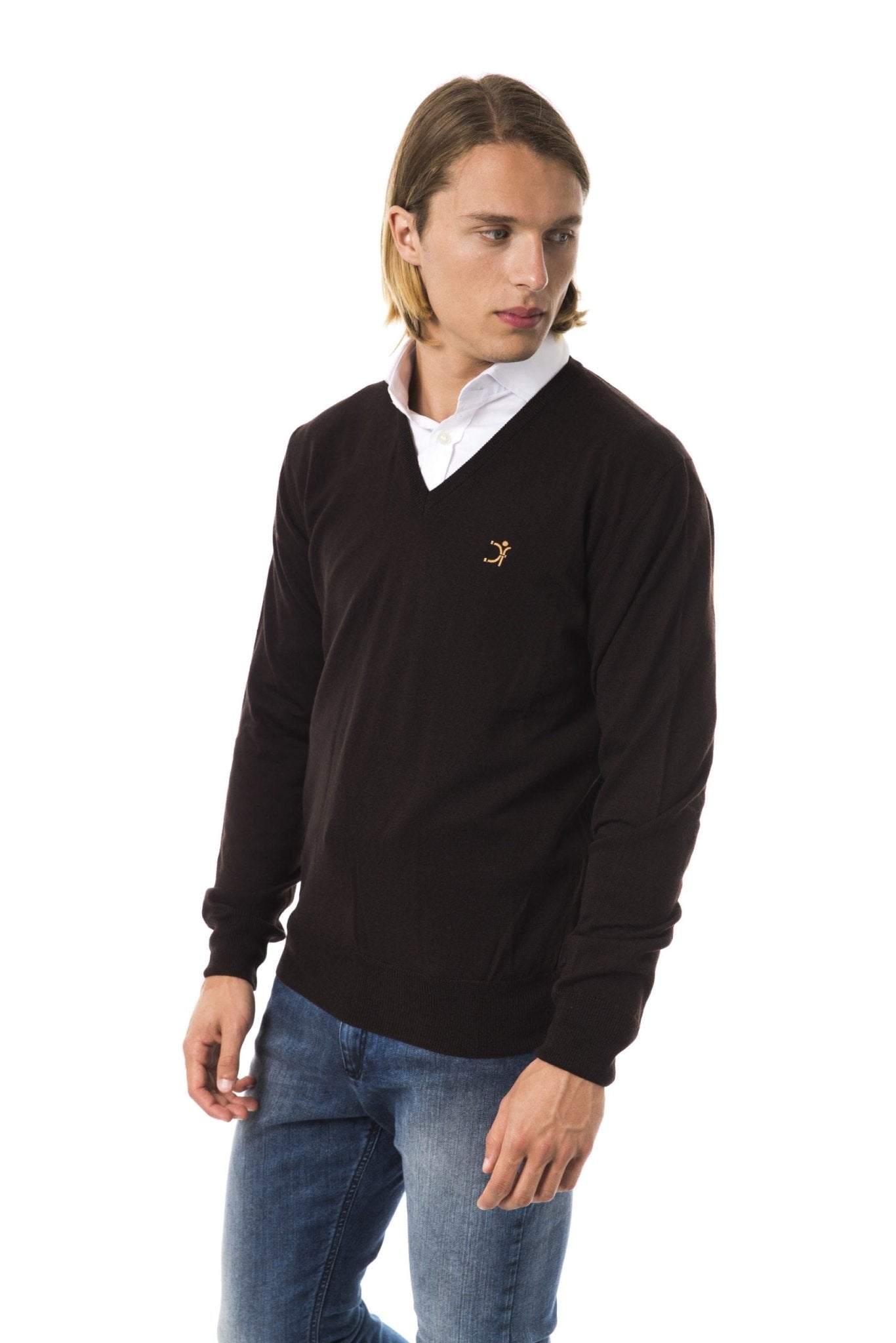 Uominitaliani Brown Merino Wool Sweater - Fizigo